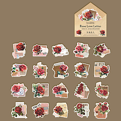 Red 20Pcs Flower Paper Stickers, Floral Decorative Decals for Teens, Boys Girls Perfect for DIY Scrapbooking, Red, 55x65mm