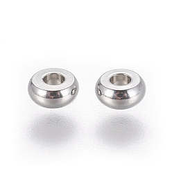Stainless Steel Color 304 Stainless Steel Spacer Beads, Flat Round, Stainless Steel Color, 4x1.7mm, Hole: 1.4mm