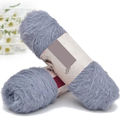 Gray Wool & Velvet Blended Yarns, Faux Mink Fur Yarns, Fluffy Soft Eyelash Yarn for Weaving, Knitting & Crocheting Purse Hat Clothes, Gray, 2mm