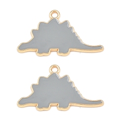 Серый Подвески из эмали и сплава, динозавр прелести, долговечный, золотые, серые, 17x30x1.5 мм, отверстие : 1.8 мм