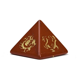 Красный Камень Пирамидальные украшения из натуральной красной яшмы-оргонита, с символом, фигурка для украшения дома, энергетический камень рейки для исцеления, 30.5x30.5x24.5 мм