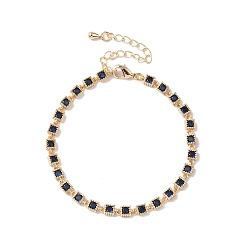 Синий Браслеты с квадратными звеньями из кубического циркония, украшения из латуни для женщин, реальный 18 k позолоченный, синие, 6-5/8 дюйм (16.7 см)