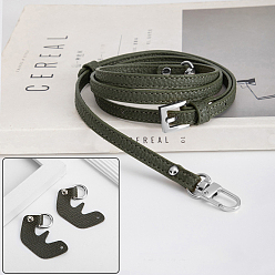 Dark Olive Green Leather Adjustable Crossbody Bag Straps & Undamaged Bag D Ring Connector Set, for Adding Handbag Crossbody Shoulder Strap, Dark Olive Green, 3.5x7cm