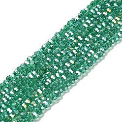 Sea Green Transparent Glass Beads, Faceted, Round, Sea Green, 3.5x3mm, Hole: 1mm, about 168~169pcs/strand, 19.09''(48.5cm)