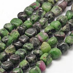 Ruby in Zoisite Natural Ruby in Zoisite Beads Strands, Chip, 7~9x7~9x3~8mm, Hole: 1mm, about 42~47pcs/strand, 15.7 inch(40cm)