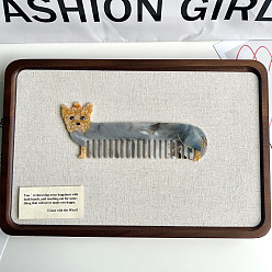 Серый Гребни для волос из ацетата целлюлозы, аксессуары для волос для женщин и девочек, собака, серые, 165x65 мм