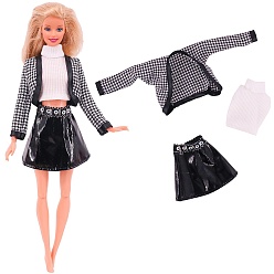 Черный Жилет, куртка и юбка, наряды для куклы из ткани, комплект одежды в стиле кэжуал, аксессуары для переодевания кукол-девочек, чёрные, 270~290 мм