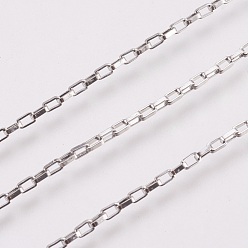 Stainless Steel Color 304 Stainless Steel Box chains/Venetian Chains, with Spool, Unwelded, Stainless Steel Color, 3x1.7x0.6mm, about 32.8 Feet(10m)/roll