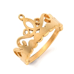 Золотой Ионное покрытие (ip) 304 кольца на коронной пальце из нержавеющей стали для женщин, золотые, 13.5 мм, размер США 6 (16.5 мм)