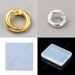 Doré & D'argent 12 pièces 2 styles 925 anneau de jonction verrouillable en argent sterling, tour ouvert, avec cachet 925, or et argent, 6x1mm, Jauge 18, diamètre intérieur: 3~3.5 mm, 6 pcs / style