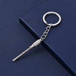 Platinum Alloy Pendant Keychain, with Key Rings, Screwdriver, Platinum, 5.5~6.5cm