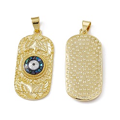 Black Natural Shell Pendants, Oval Charms with Evil Eye, Dyed, with Rack Plating Golden Tone Brass Findings, Long-Lasting Plated, Black, 36x17x4mm, Hole: 6x4mm