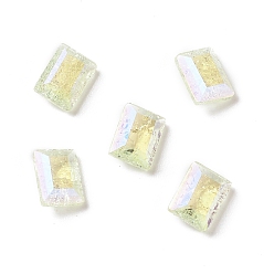 Jonquil Crackle Moonlight Style K9 Glass Rhinestone Cabochons, Pointed Back, Rectangle, Jonquil, 8x6x3.5mm