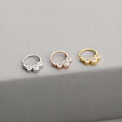 Нержавеющая Сталь Цвет 316l серьги для хряща из хирургической нержавеющей стали с микропаве из прозрачного кубического циркония, кольца для носа, плоско-круглые, цвет нержавеющей стали, 6 мм, штифты : 0.8 мм