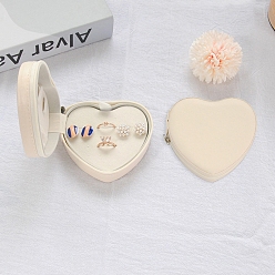 Navajo White Heart Ring Box, PU Leather Jewelry Box, Navajo White, 9x10x4.5cm