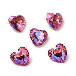Светло-Вишневый Стеклянные стразы кабошоны, задние и задние, сердце, светло-вишневый, 8x8x4 мм