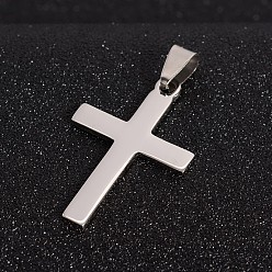 Stainless Steel Color 201 Stainless Steel Cross Pendants, Stainless Steel Color, 39x25x1.5mm, Hole: 4x9mm