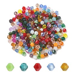 Mixed Color Glass Beads, Faceted, Bicone, Mixed Style, Mixed Color, 4.5x4mm, Hole: 1mm, about 300pcs/bag