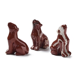 Красный Камень Резные фигурки целебного волка из натуральной красной яшмы, статуи камней рейки для балансировки энергии медитативной терапии, 24~25.5x14.5~15x34~35 мм