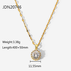 JDN20746 18k Stainless Steel Chain White Micro-paved Zircon Bezel Purple Square Zircon Pendant Necklace For Women