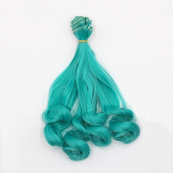 Teal High Temperature Fiber Long Hair Short Wavy Hairstyles Doll Wig Hair, for DIY Girl BJD Makings Accessories, Teal, 7.87~39.37 inch(20~100cm)