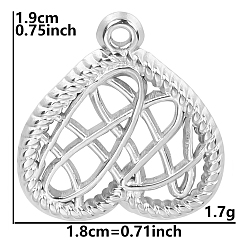 Stainless Steel Color Stainless Steel Pendants, Heart Charm, Stainless Steel Color, 19x18x1.5mm