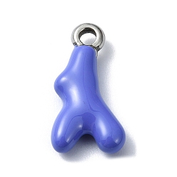 Королевский синий 304 подвески из нержавеющей стали, с эмалью, Подвеска из коралловой ветки и рога, королевский синий, 18.5x9.5x4 мм, отверстие : 2.3 мм