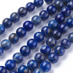 Lapis Lazuli Natural Lapis Lazuli Beads Strands, Round, 8mm, Hole: 1.2mm, about 46~47pcs/strand, 14.8 inch~15.51  inch(37.7~39.4cm)