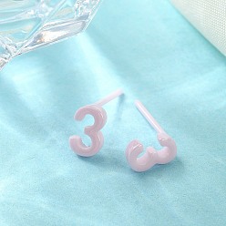 Pink Hypoallergenic Bioceramics Zirconia Ceramic Stud Earrings, Number 3, No Fading and Nickel Free, Pink, 7x4.5mm