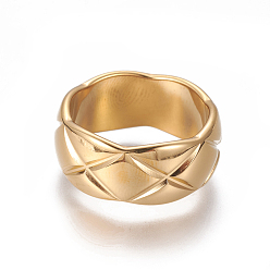 Golden 304 Stainless Steel Finger Rings, Wide Band Rings, Golden, Size 7, 17mm