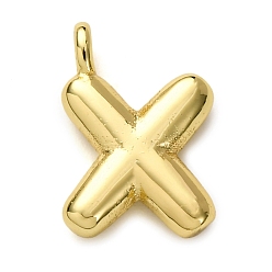 Letter X Латунные подвески, долговечный, стойки покрытие, без кадмия и без свинца, реальный 18 k позолоченный, Письмо X, 15.5x10.5x4.5 мм, отверстие : 2.5 мм