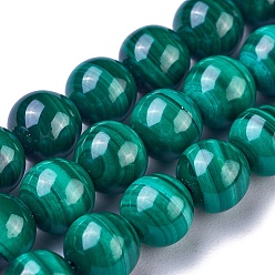 Malachite Natural Malachite Beads Strands, Round, 6mm, Hole: 0.7mm, about 70~72pcs/strand, 15.7 inch(39.5~40cm)
