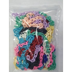 Gemischte Farbe ABS-Kunststoff-Kabelketten, ellipsenförmige, Gemischte Farbe, 13.5~14x8x2 mm, 14.9 Zoll~15.35 Zoll (38~39cm)/Strang, 20strands / set