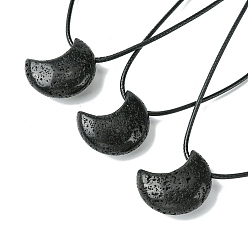 Лавовый камень Ожерелья с подвесками из вулканического камня, воском шнура, луна, 14.17~27.95 дюйм (36~71 см)
