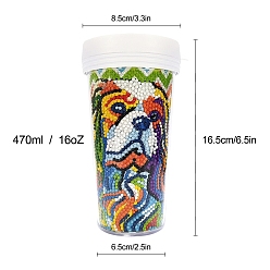 Dog DIY Diamond Painting Cup Kits, with Resin Rhinestones, Diamond Sticky Pen, Tray Plate and Glue Clay, Dog, 165x65mm