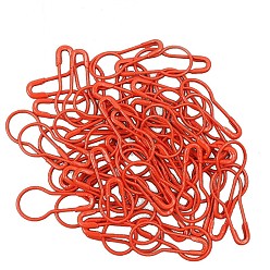 Orange Red Iron Calabash Safety Pins, Knitting Stitch Marker, Orange Red, 22x10mm, 100pcs/bag
