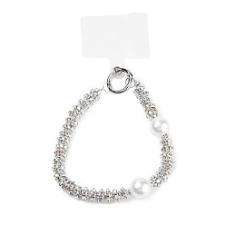 Хрусталь AB Бусины из стразов и АБС-пластика, бусины, мобильные ремни, с железными кольцами, патч для шнурка для мобильного телефона, хрусталь AB, 15~15.5 см