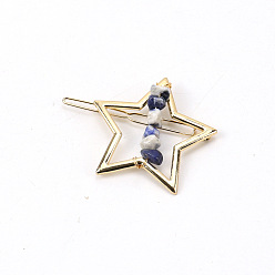 Ляпис-Лазурь Заколки для волос из сплава, лазуритом, аксессуары для волос для женщин и девочек, 65x50 мм