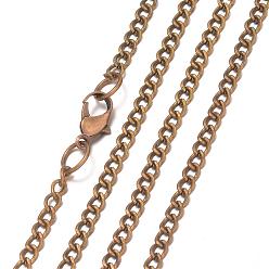 Antique Bronze Iron Curb Chain Necklace Making, Side Chain, with Lobster Clasp, Antique Bronze, 31.9 inch