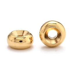 Real 24K Gold Plated Brass Spacer Beads, Long-Lasting Plated, Flat Round, Real 24K Gold Plated, 6x3mm, Hole: 1.5mm