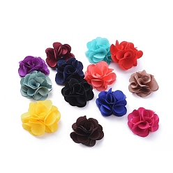 Mixed Color Handmade Polyester Woven Costume Accessories, Flower, Mixed Color, 32.5x15mm