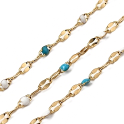 Темно-бирюзовый 304 цепи натяжные нержавеющие, с эмалью, пайки, с катушкой, реальный 18 k позолоченный, темные бирюзовый, 2 мм