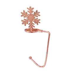 Rose Gold Iron & Alloy Hook Hangers, Mantlepiece Sock Hanger, for Christmas Ornaments, Snowflake, Rose Gold, 135mm