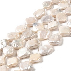 PapayaWhip Natural Keshi Pearl Beads Strands, Baroque Pearls, Cultured Freshwater Pearl, Rhombus, PapayaWhip, 14~15.5x12.5~13x4~5.5mm, Hole: 0.7mm, about 28~29pcs/strand, 15.35~15.55 inch(39~39.5cm)