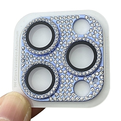 Cornflower Blue Alloy Rhinestone Mobile Phone Lens Film, Lens Protection Accessories, Compatible with 13/14/15 Pro & Pro Max Camera Lens Protector, Cornflower Blue, 4x4cm