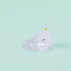 Pink Светящиеся в темноте скульптуры из смолы витринные украшения, для украшения рабочего стола домашнего офиса, единорог, розовые, 40x28 мм