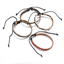 Mixed Color Adjustable Braided Leather Cord Bracelets, Mixed Color, 2-1/2 inch(66mm)