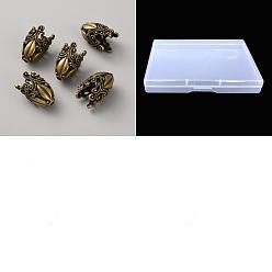 Antique Bronze 2 Bags Alloy Bead Caps, Flower, Antique Bronze, 29x18.5~19mm, Hole: 3.7~3.8mm, 5pcs/bag