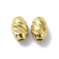Real 18K Gold Plated Ion Plating(IP) 316 Surgical Stainless Steel Bead, Oval, Real 18K Gold Plated, 7x5mm, Hole: 1.5mm