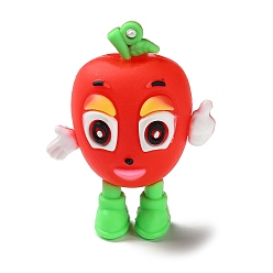 Apple PVC Plastic Pendants, Fruit Style, Apple, 49x38.5x24.5mm, Hole: 2.5mm